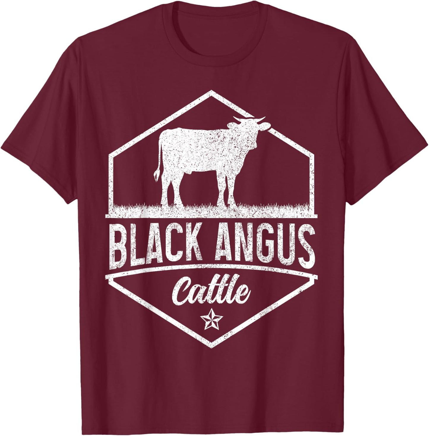 Black Angus Cattle Farmer Rancher Cow Farming Vintage Farm T-Shirt - T-Shirt | Maroon