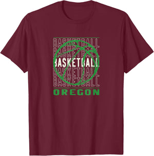 Basketball Oregon Merch Adult Basketball Black Small Modern Casual Short Sleeve T-Shirt - T-Shirt | Maroon