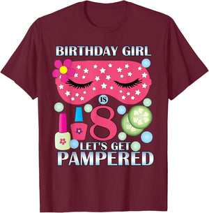 Spa Birthday Party Themed Birthday Girls Age 8 T-Shirt - T-Shirt | Maroon
