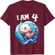 Kids 4 Years old 4 birthday Sea Otters Boy Girl Sea Otter T-Shirt - T-Shirt | Maroon