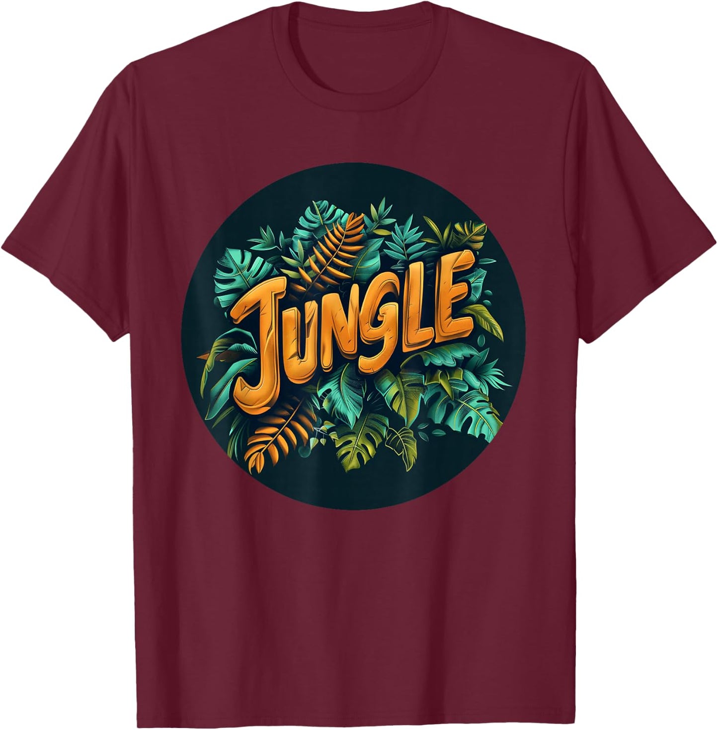 Wild jungle design for a stylish outfit , Black, S T-Shirt - T-Shirt | Maroon
