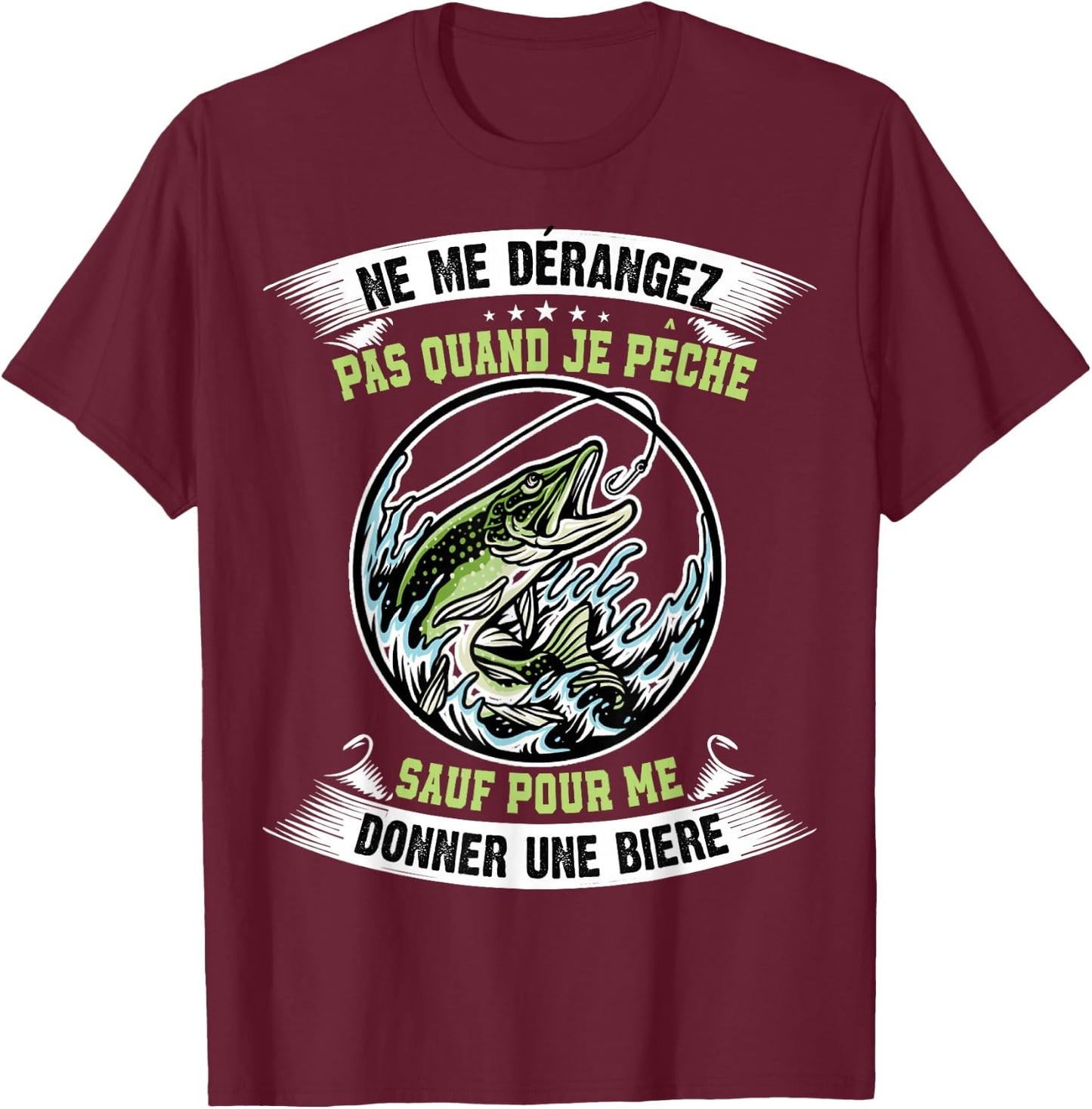 Predatory Fishing, Gift Pike Fisherman , Black T-Shirt - T-Shirt | Maroon