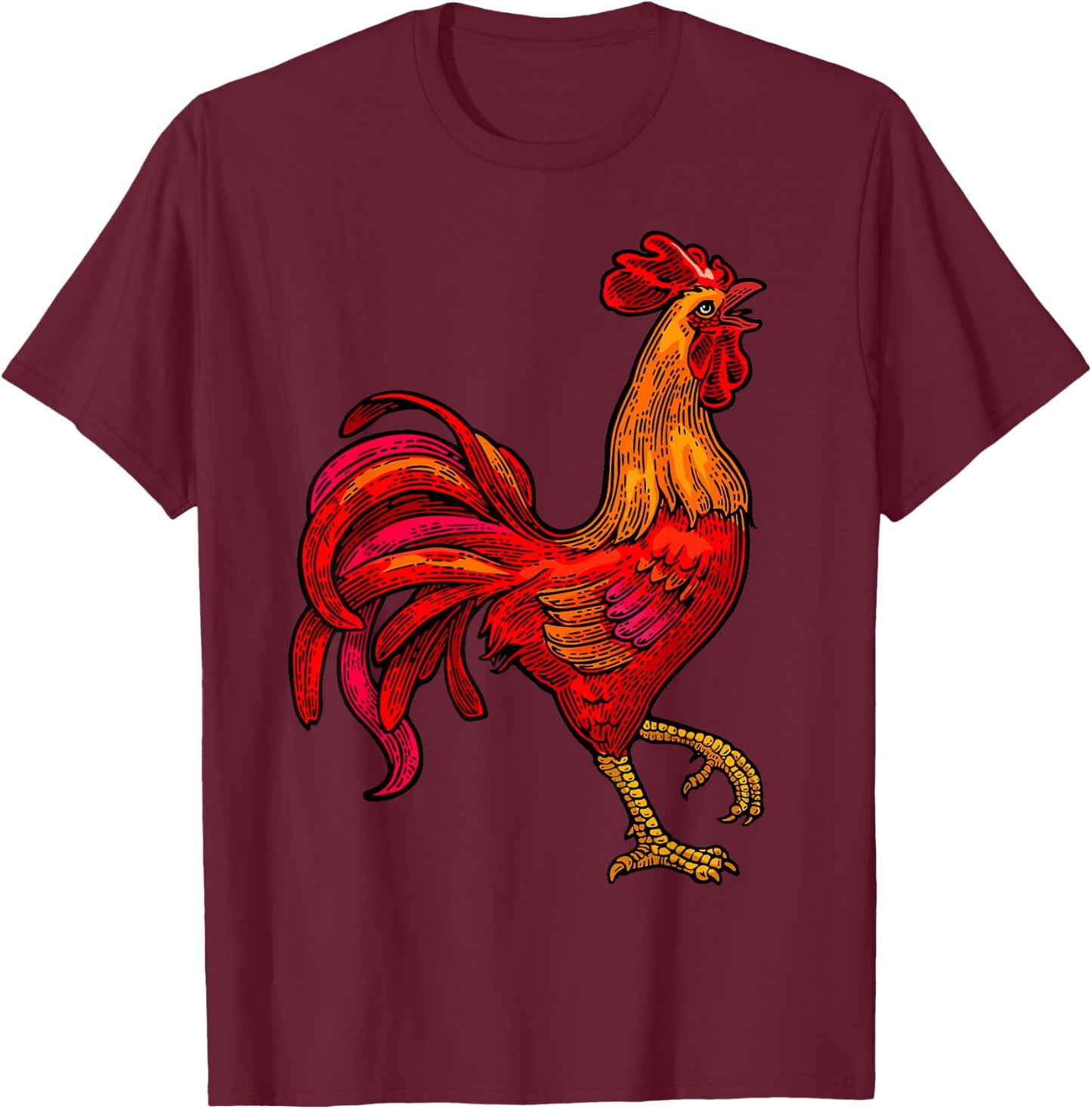 Red Rooster Graphic Vintage Chicken Farmer T-Shirt - T-Shirt | Maroon
