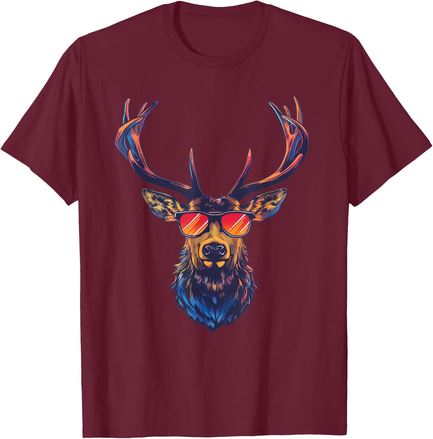 Deer Sunglasses T-Shirt - T-Shirt | Maroon