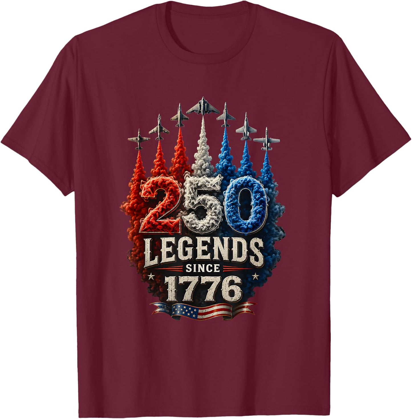 250th Anniversary USA Patriotic 250 Years American 4th July T-Shirt - T-Shirt | Maroon