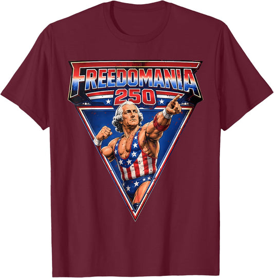 George Washington Freedomania 250 Years 4th of July T-Shirt - T-Shirt | Maroon