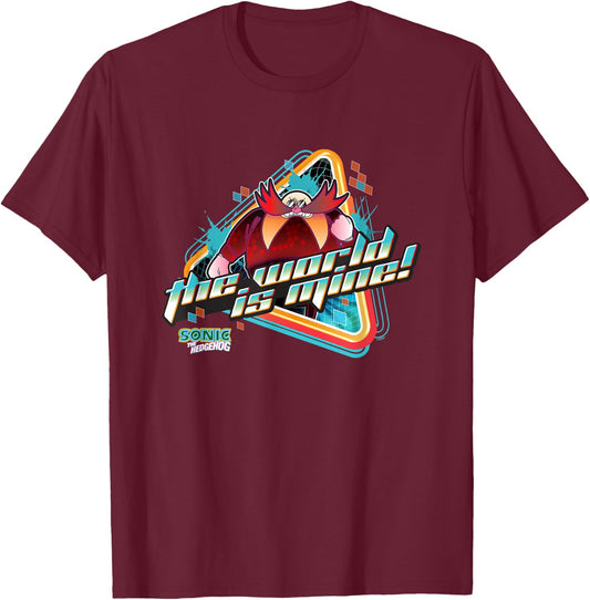 Sonic The Hedgehog The World Is Mine! Dr. Eggman Retro T-Shirt - T-Shirt | Maroon