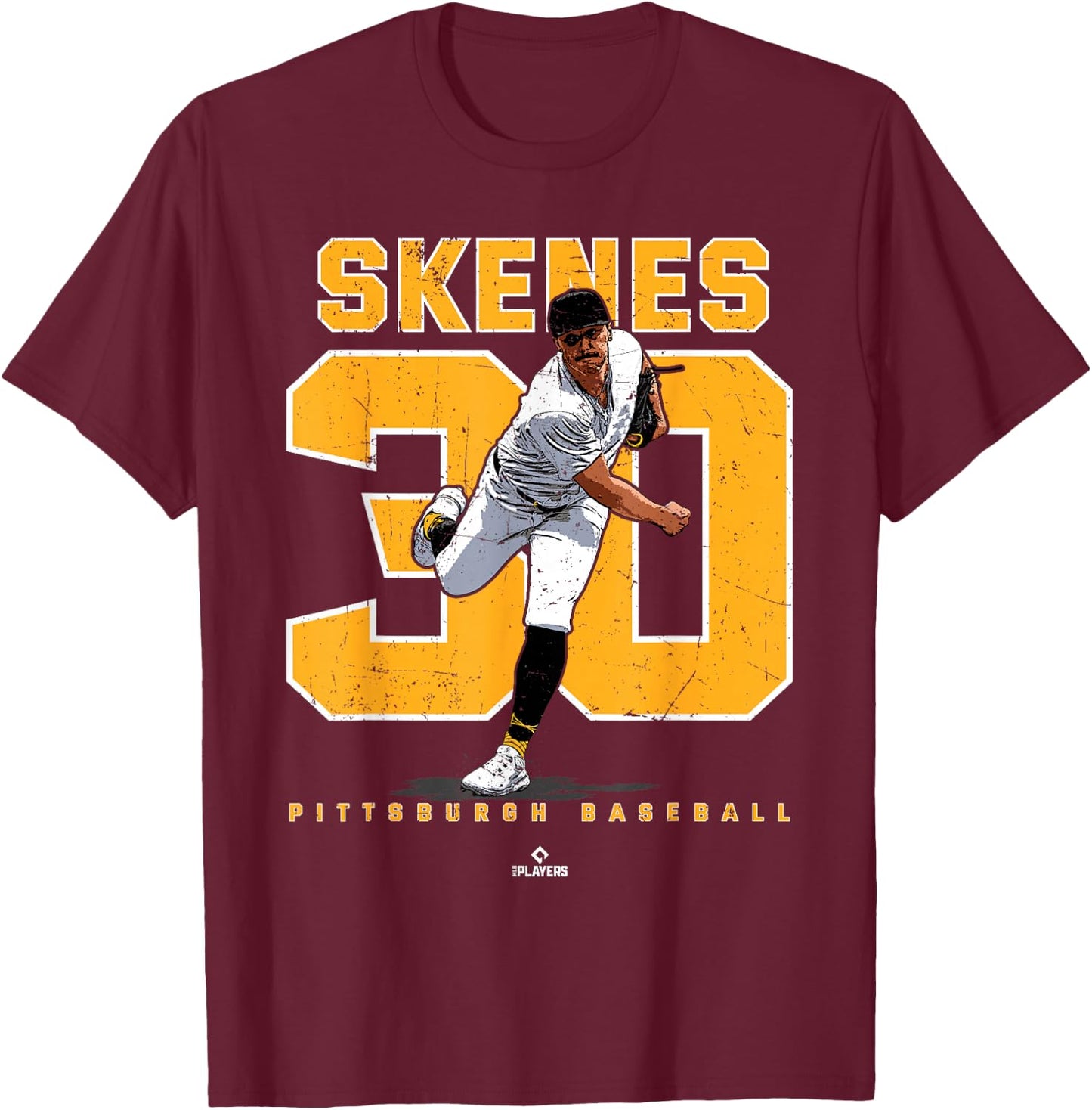 Number & Portrait Paul Skenes Pittsburgh MLBPA T-Shirt - T-Shirt | Maroon