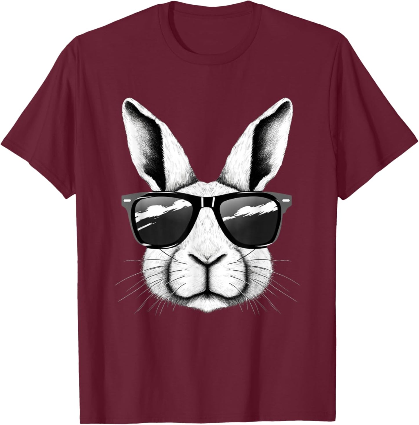 Cool Bunny Face Sunglasses Funny Easter Bunny Rabbit T-Shirt - T-Shirt | Maroon