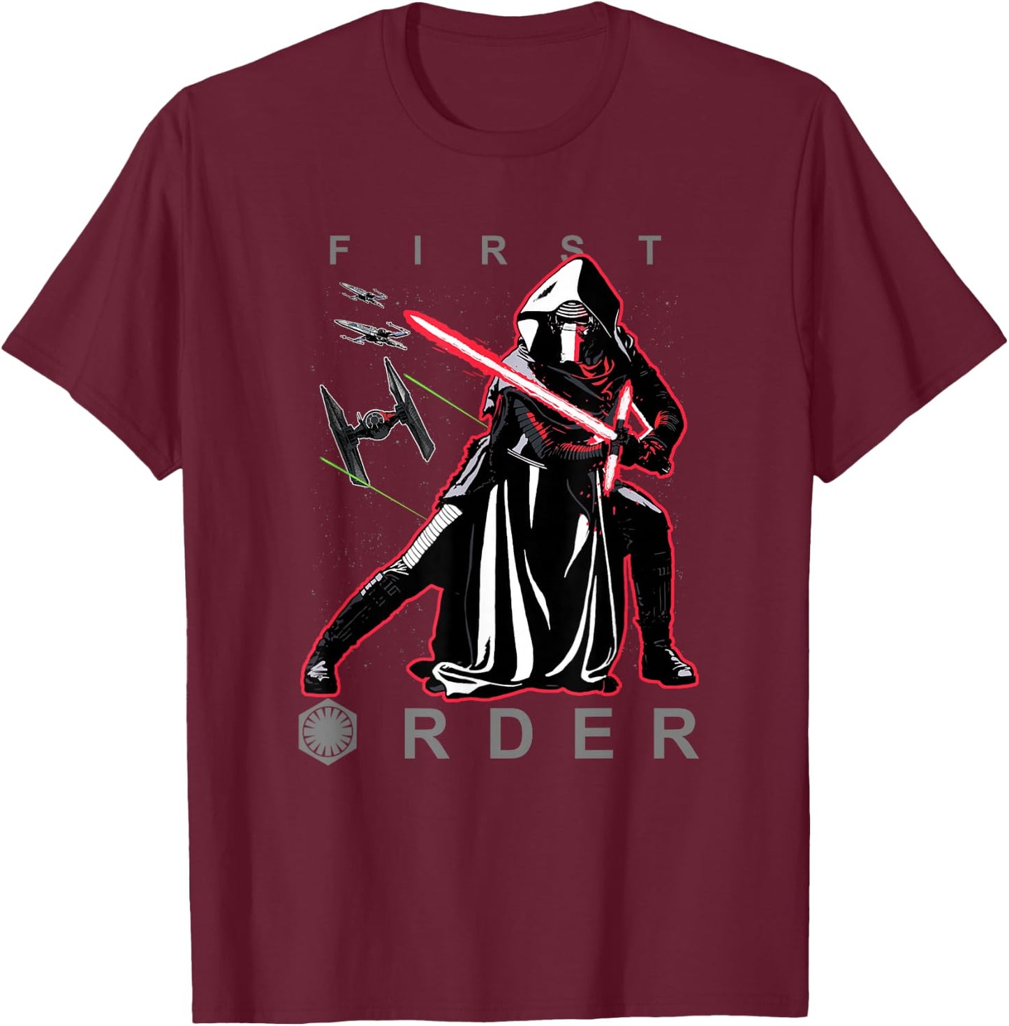 Star Wars The Force Awakens Kylo Ren First Rder Epic Poster T-Shirt - T-Shirt | Maroon