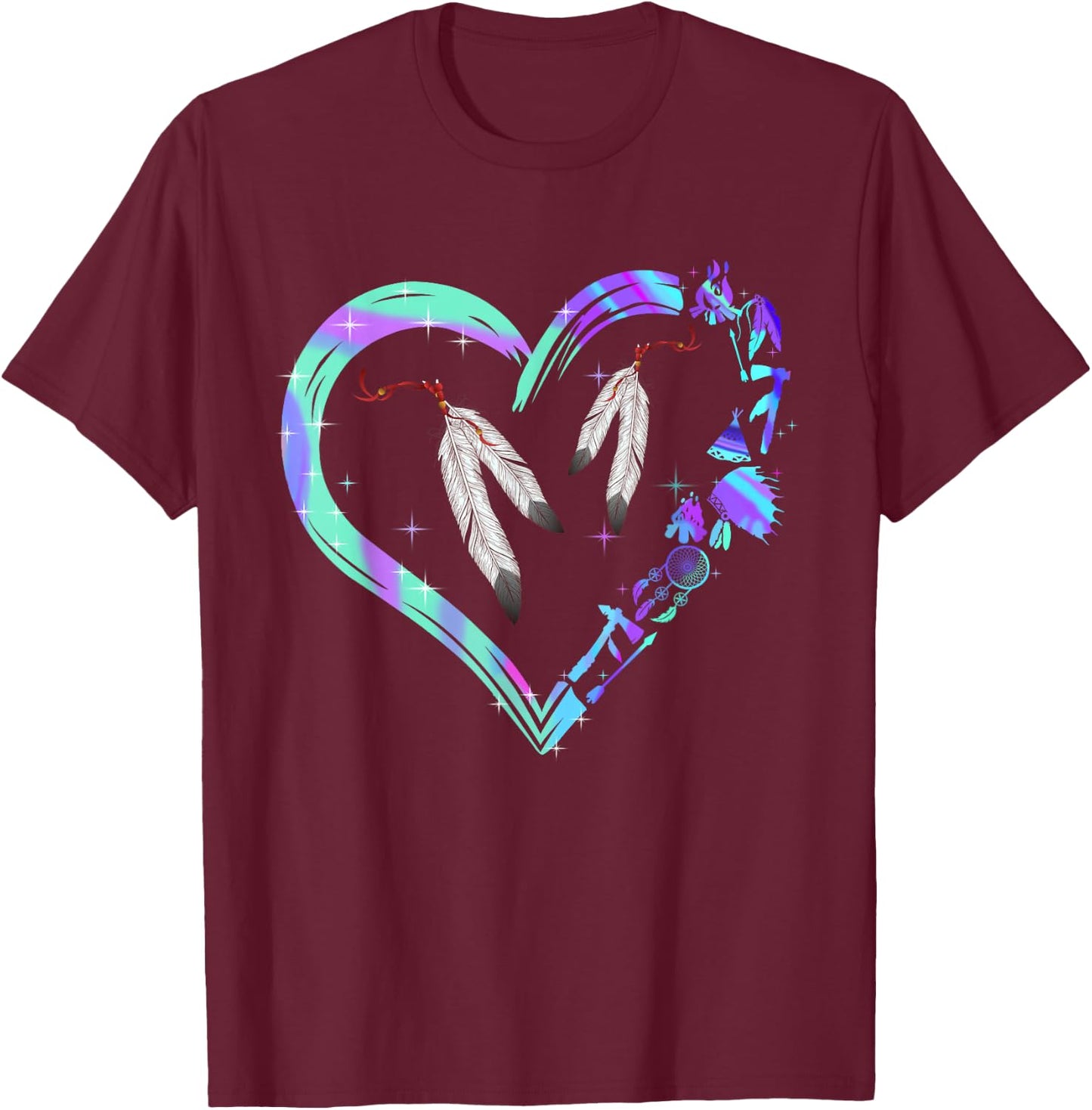 Native Colorful Ancestral Connection T-Shirt - T-Shirt | Maroon