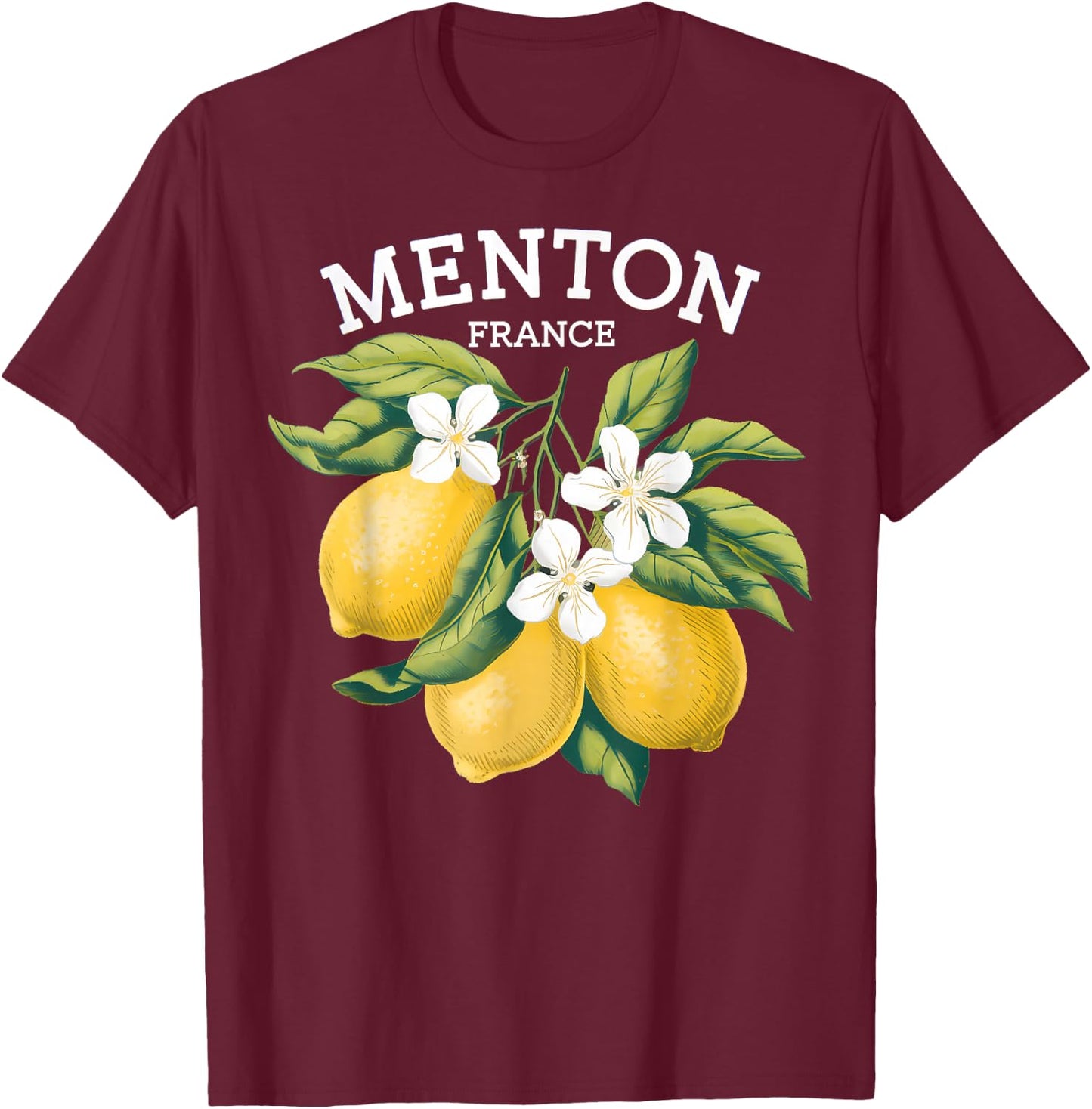 Menton France French Riviera , Black, S T-Shirt - T-Shirt | Maroon