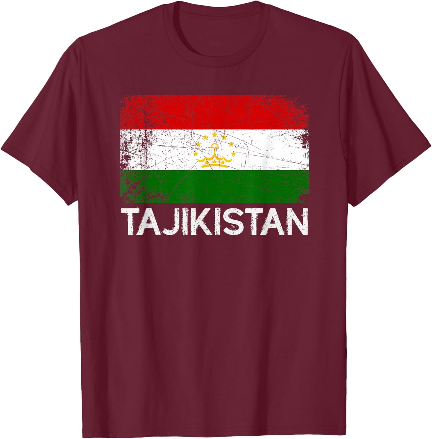 Tajikistanische Flagge | Vintage-Geschenk hergestellt in Tajikistan T-Shirt - T-Shirt | Maroon