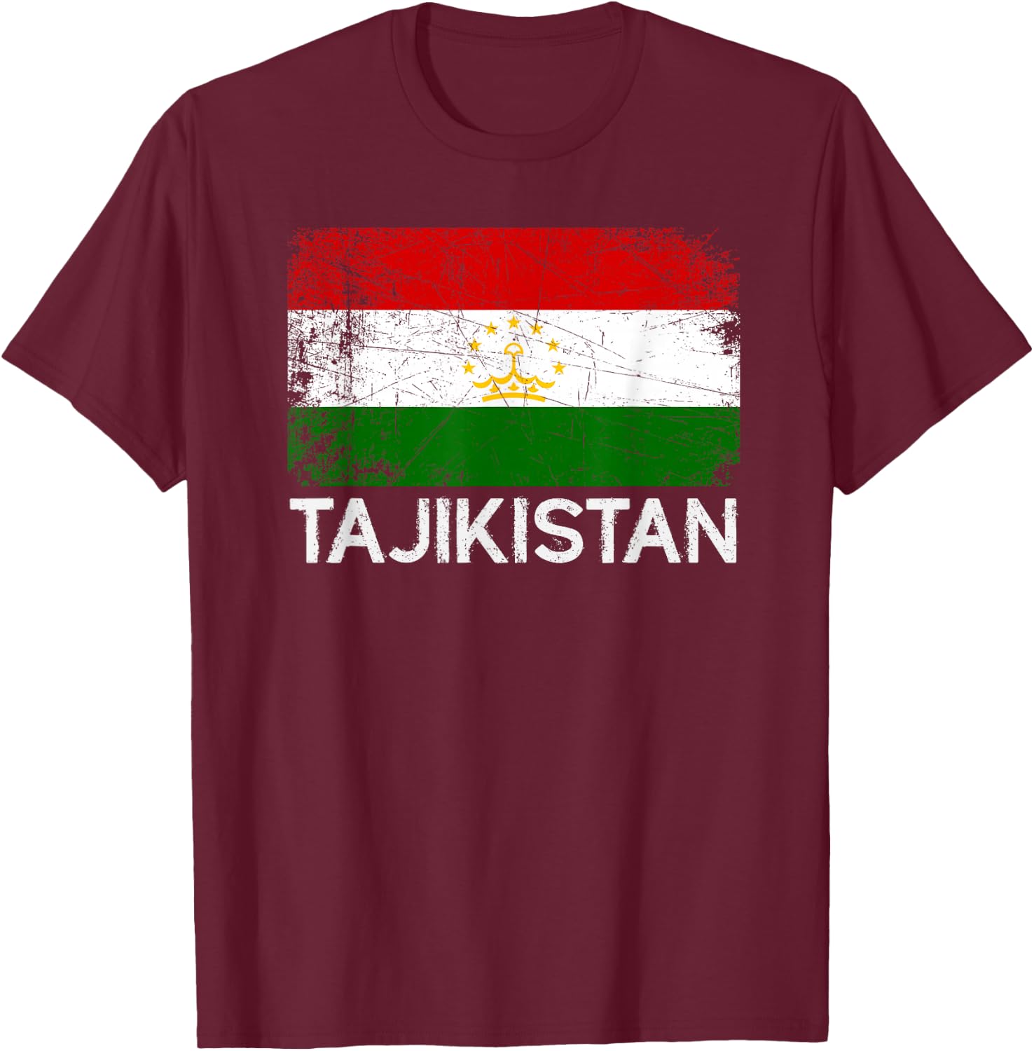 Tajikistanische Flagge | Vintage-Geschenk hergestellt in Tajikistan T-Shirt - T-Shirt | Maroon