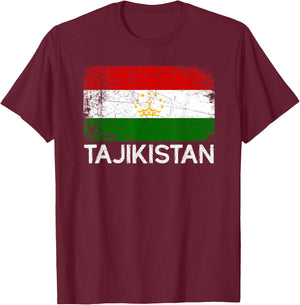 Tajikistanische Flagge | Vintage-Geschenk hergestellt in Tajikistan T-Shirt - T-Shirt | Maroon