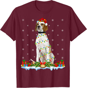 English Pointer Dog Xmas Lighting English Pointer Christmas Women Kids T-Shirt - T-Shirt | Maroon