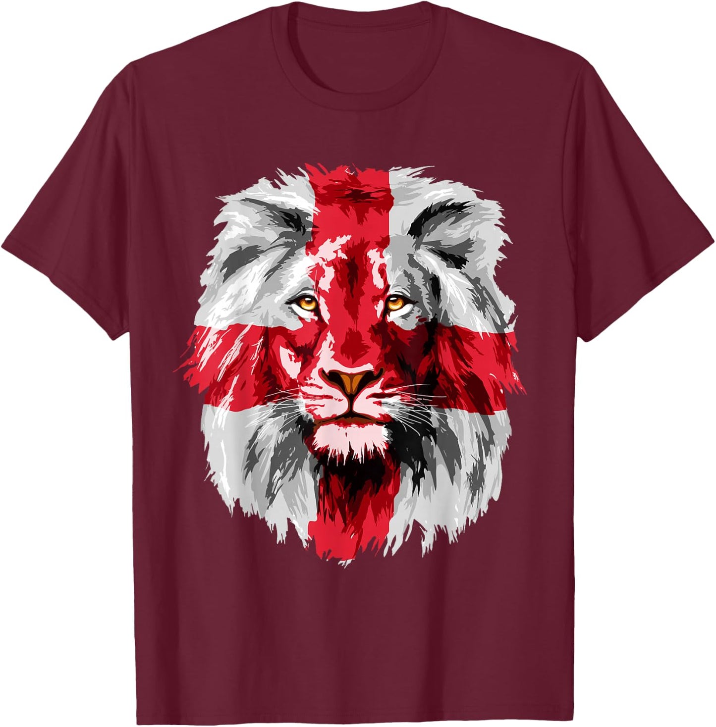England National Flag Lion Face English England Flag , Black, S T-Shirt - T-Shirt | Maroon