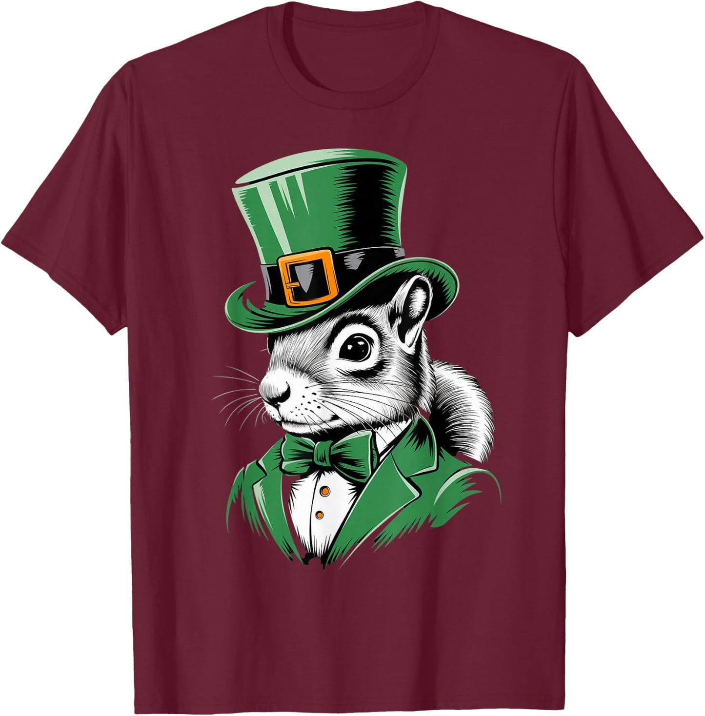 Green Squirrel shamrock on St Patricks Day Squirrel T-Shirt - T-Shirt | Maroon