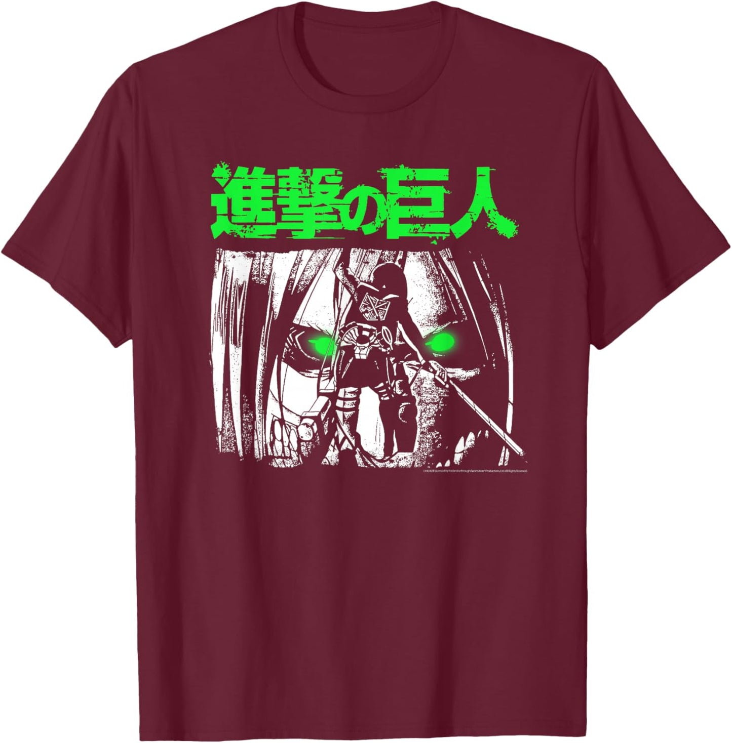 Attack on Titan Green Eyes Titan Anime T-Shirt - T-Shirt | Maroon