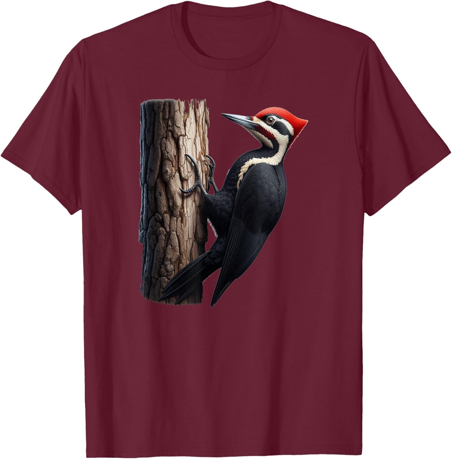Bird Series. Pileated Woodpecker Bird. Artist's Rendition. T-Shirt - T-Shirt | Maroon