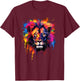 Cool Colorful Lion Head Graphic T-Shirt - T-Shirt | Maroon