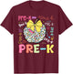 Pre-K Typography First Day Back To School Leopard Apple T-Shirt - T-Shirt | Maroon