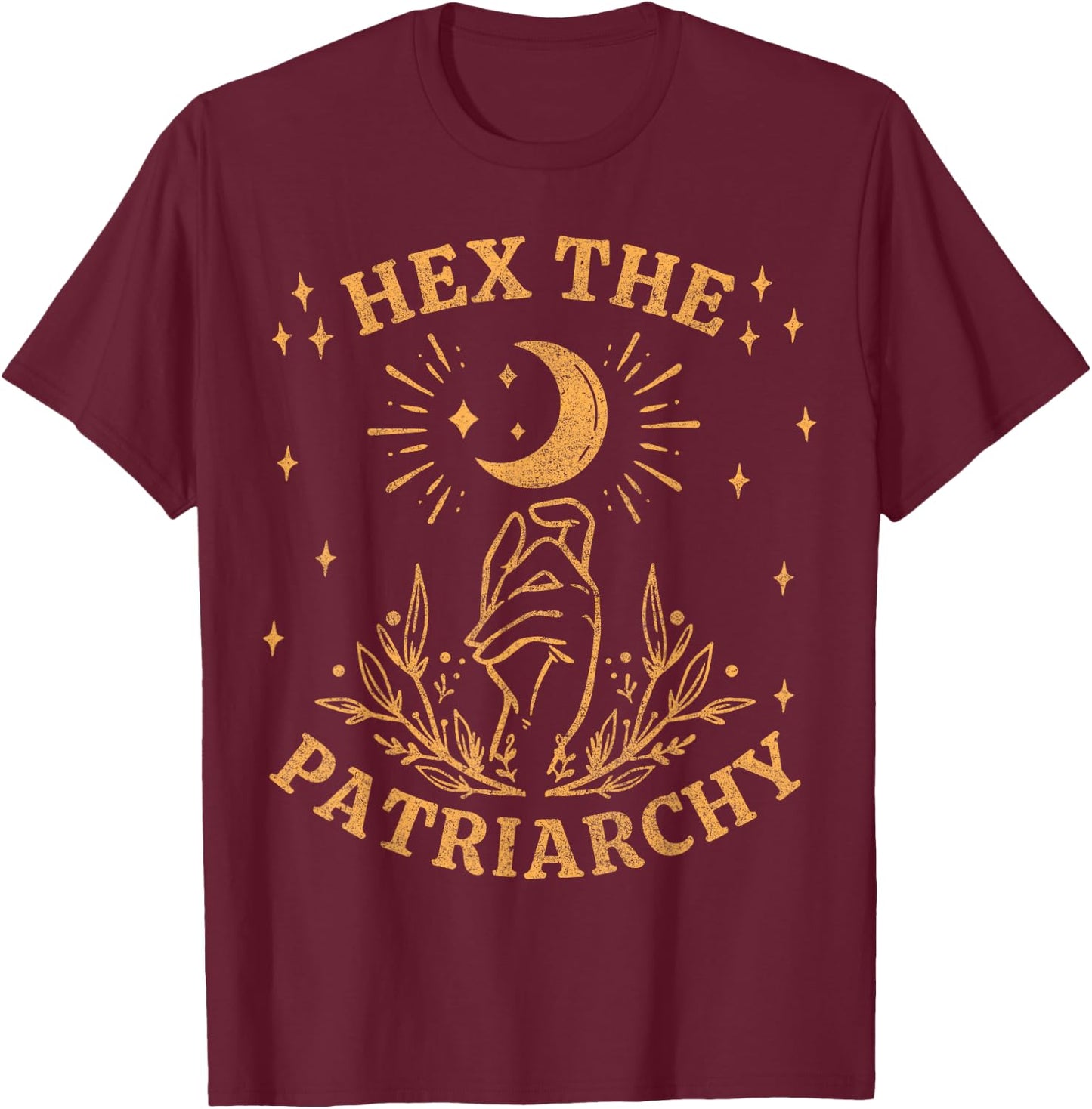 Vintage Feminist Witch, Hex The Patriarchy T-Shirt - T-Shirt | Maroon
