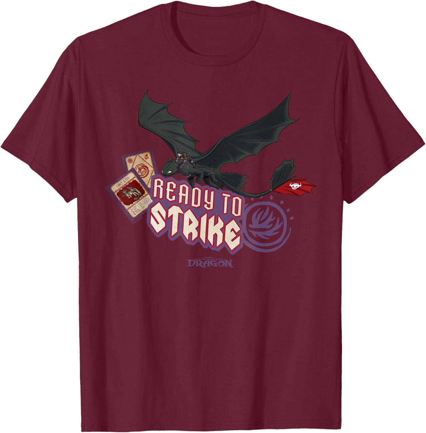 DreamWorks Dragons Toothless Ready to Strike T-Shirt - T-Shirt | Maroon