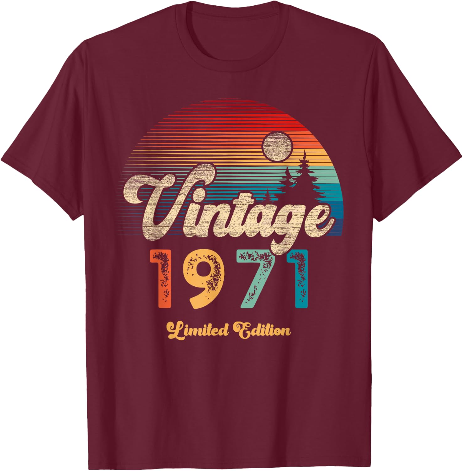 Vintage 1971 Limited Edition Sunset 54th Anniversary T-Shirt - T-Shirt | Maroon