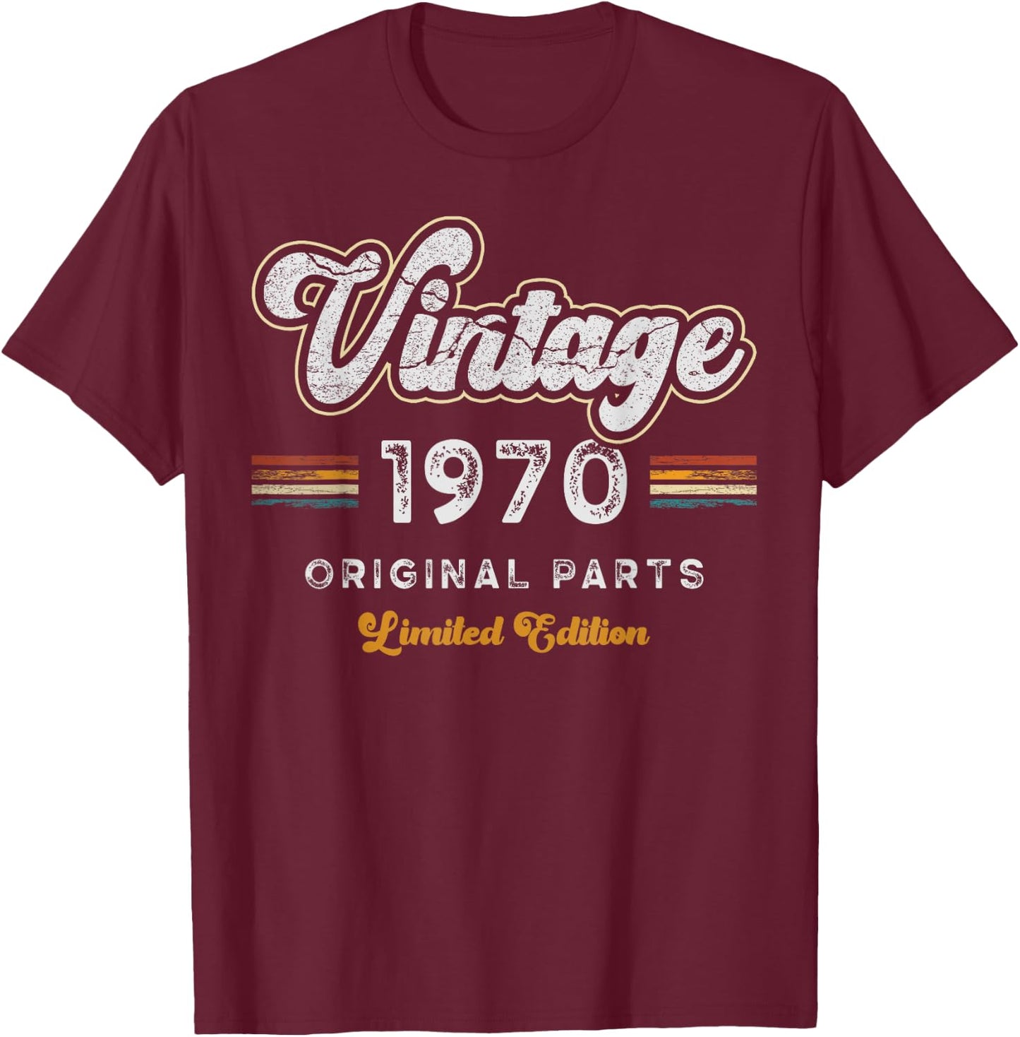 Vintage 1970 Original Parts Limited Edition 55th Birthday , black T-Shirt - T-Shirt | Maroon