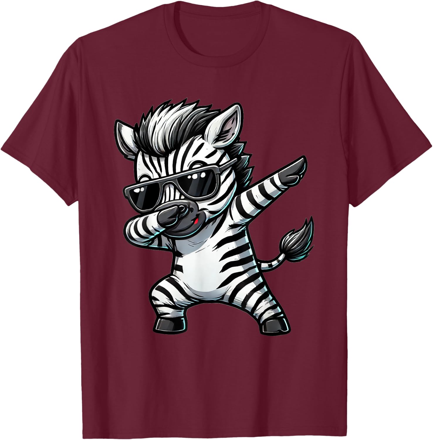 Dabbing Zebra Funny Zebra on Dabben Gift Zebra , black T-Shirt - T-Shirt | Maroon