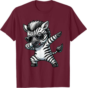 Dabbing Zebra Funny Zebra on Dabben Gift Zebra , black T-Shirt - T-Shirt | Maroon