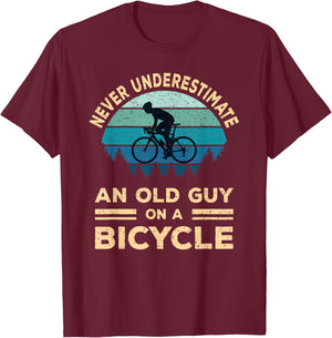 Never Underestimate an Old Guy On A Bicycle Cycling Bike Men T-Shirt - T-Shirt | Maroon