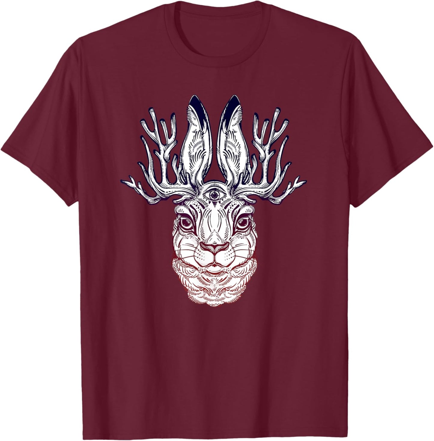 Stay Weird - Jackalope - Folklore Hare Third Eye T-Shirt - T-Shirt | Maroon