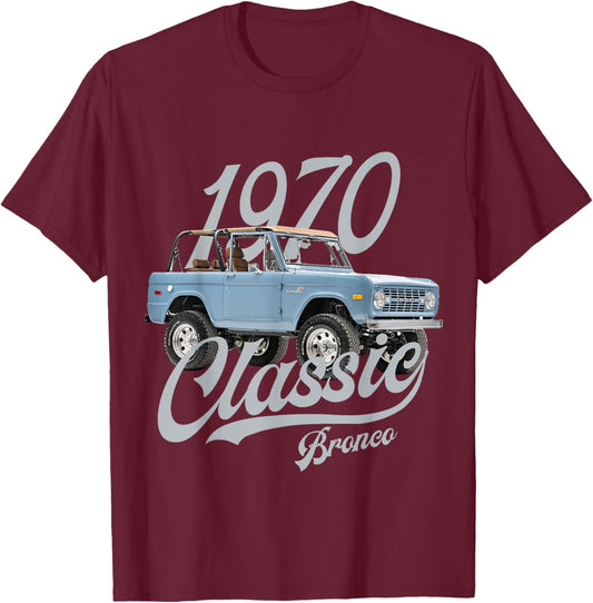 Classic bronco 1970 blue white T-Shirt - T-Shirt | Maroon