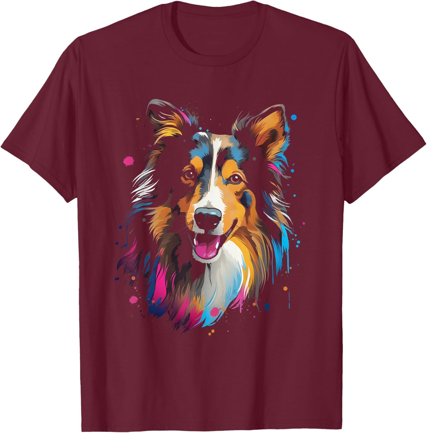 Lanhaar Collie , black T-Shirt - T-Shirt | Maroon