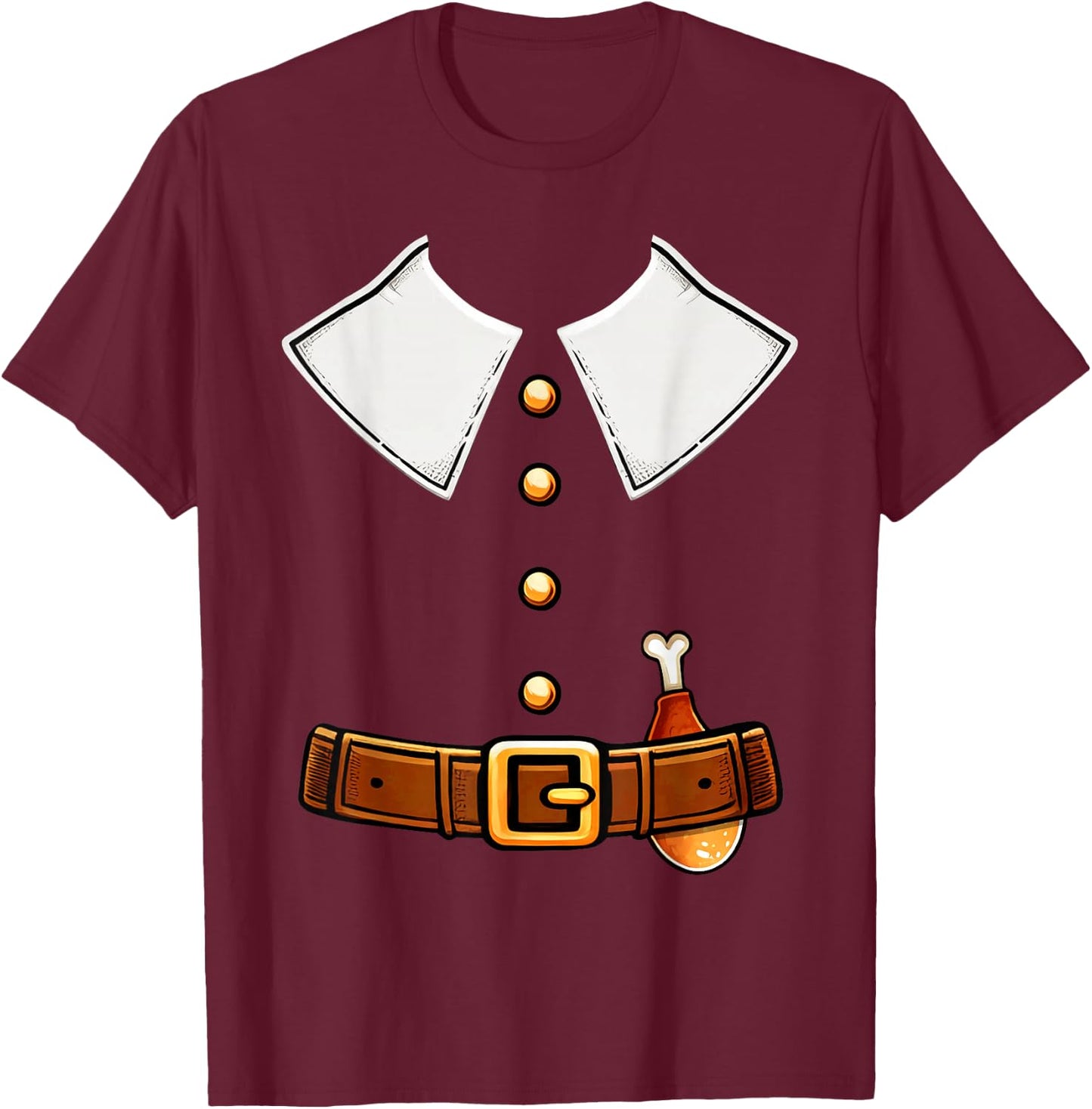 Pilgrim Costume Collar Thanksgiving Turkey Day Men Boys T-Shirt - T-Shirt | Maroon