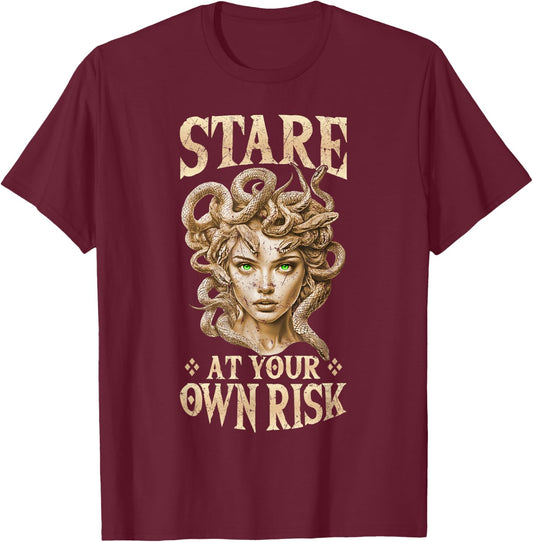 Medusa Graphic Greek Mythology Design Snake Medusa T-Shirt - T-Shirt | Maroon