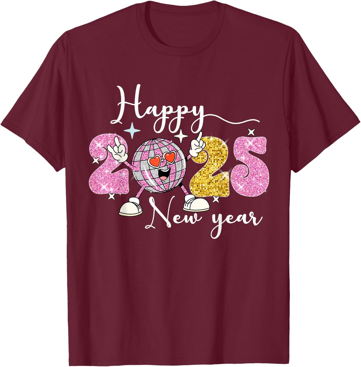 Happy new Year 2025 Party Family Matching T-Shirt - T-Shirt | Maroon