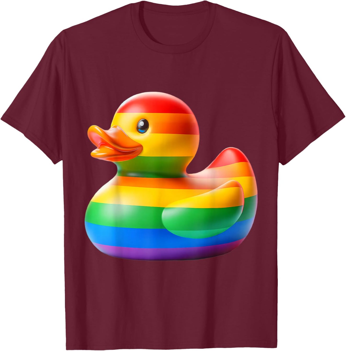 Gay Rubber Duck LGBTQ Rainbow Flag Pride Ducky T-Shirt - T-Shirt | Maroon