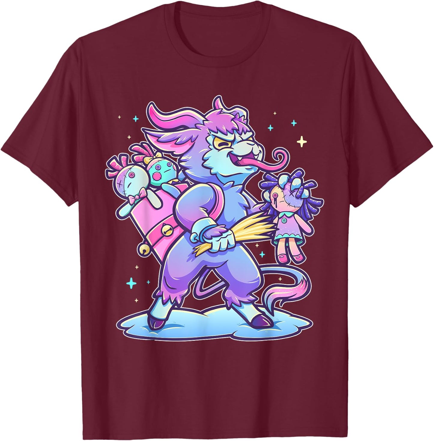Pastel Goth Krampus Creepy Germanic Christmas Demon Horror T-Shirt - T-Shirt | Maroon