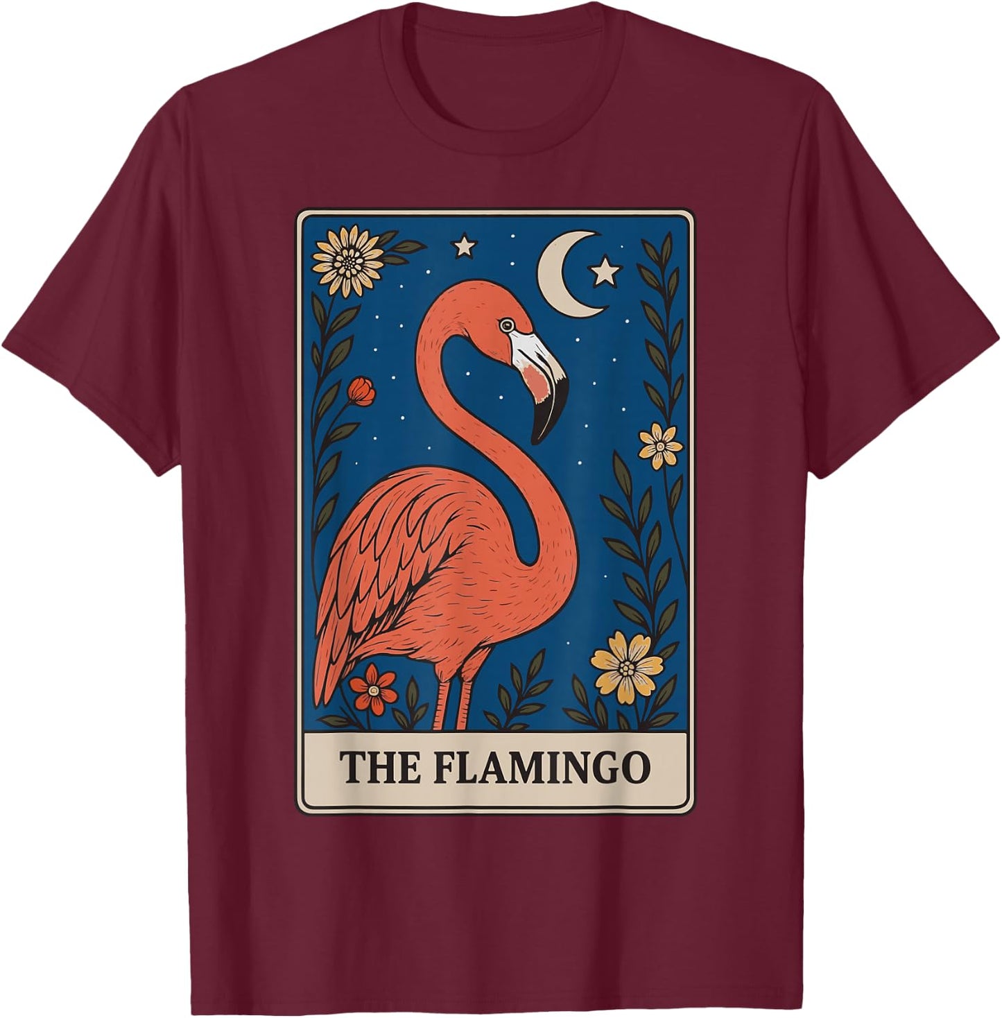 The Flamingo Tarot Card T-Shirt - T-Shirt | Maroon