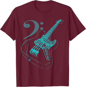 Bass with Clef for Bassists & Bass Player T-Shirt - T-Shirt | Maroon
