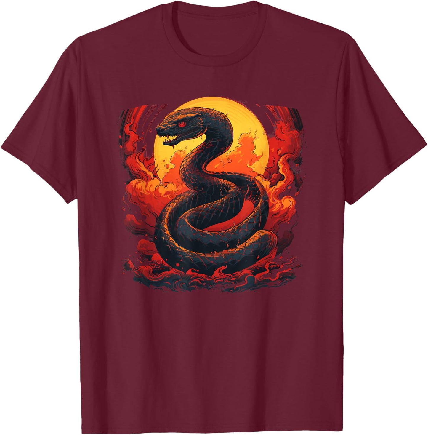 Cool Snake Flames for Reptile and Pets Lovers T-Shirt - T-Shirt | Maroon