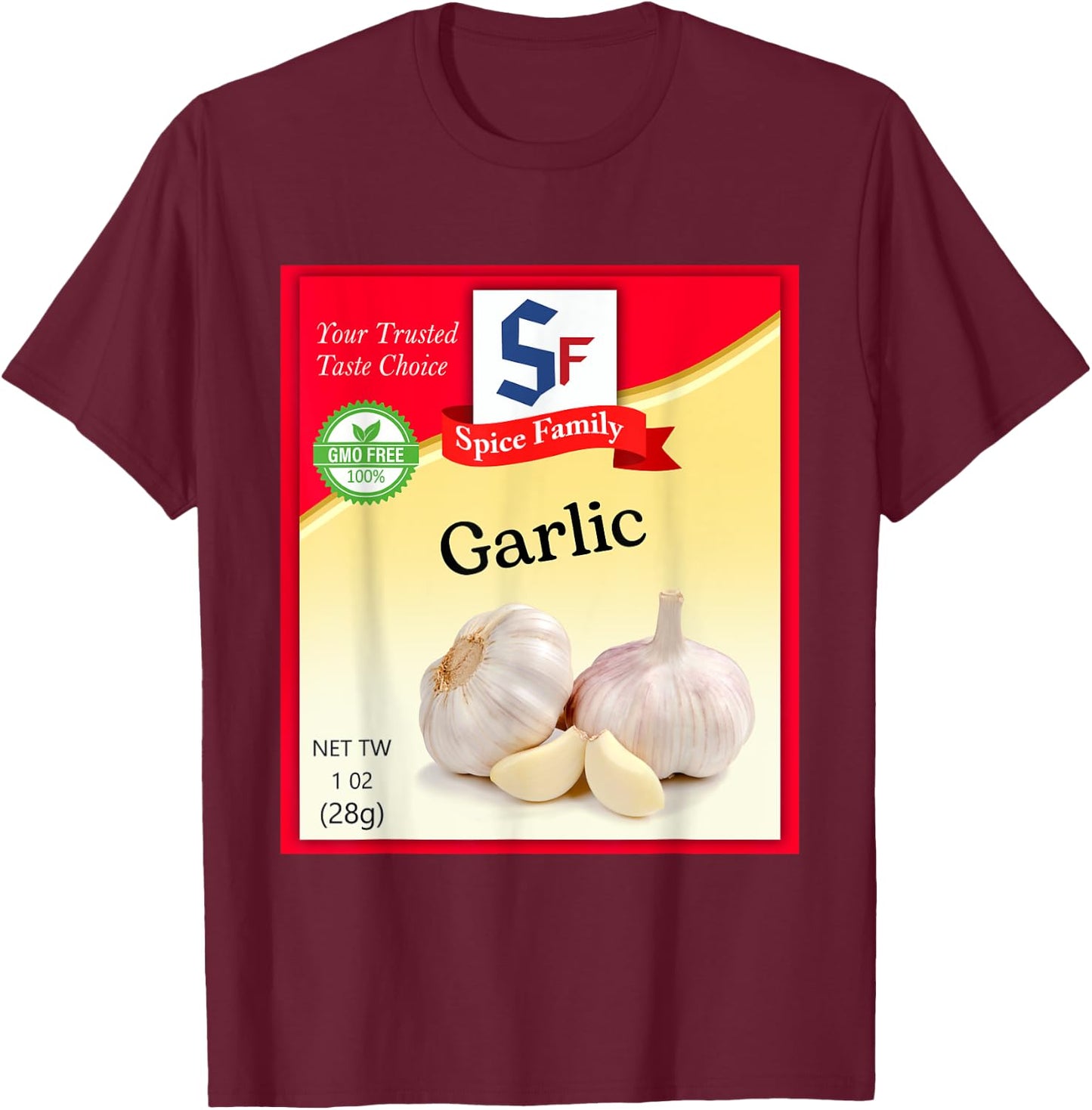 Garlic Condiment Costume Holiday Spice Costumes T-Shirt - T-Shirt | Maroon