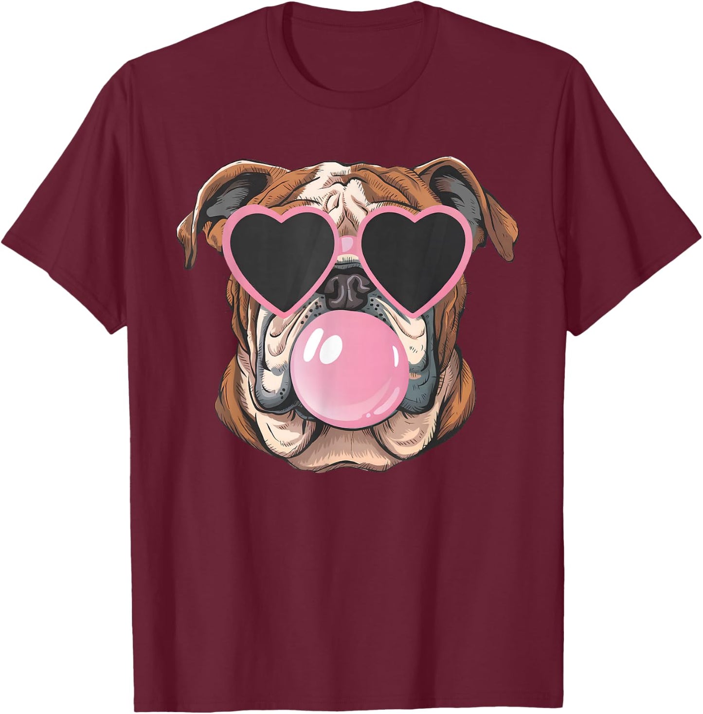 Bulldogs Preppy Mascot Bulldogs Blowing Bubble Girly Mama T-Shirt - T-Shirt | Maroon