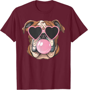 Bulldogs Preppy Mascot Bulldogs Blowing Bubble Girly Mama T-Shirt - T-Shirt | Maroon