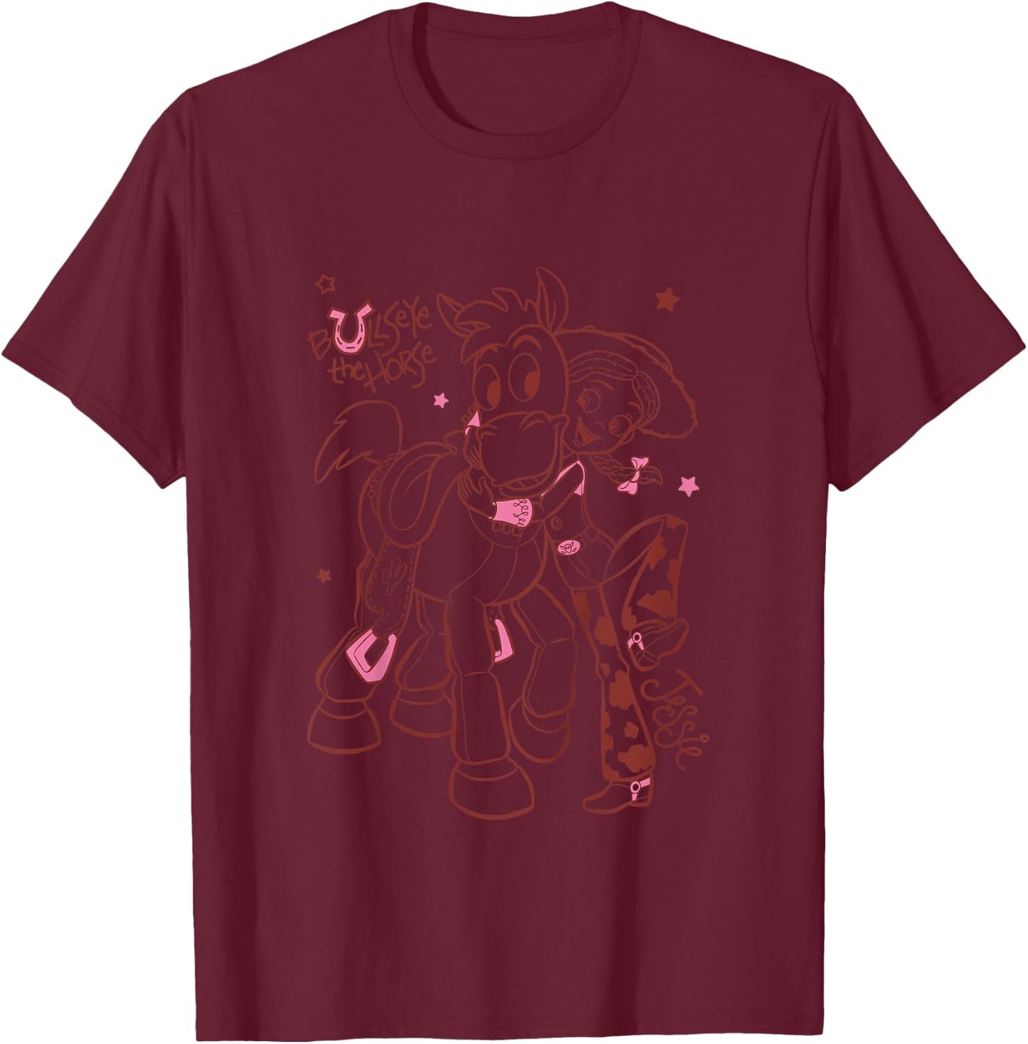 Kids Pixar Toy Story Jessie And Bullseye Outline , Pink, 2 T-Shirt - T-Shirt | Maroon