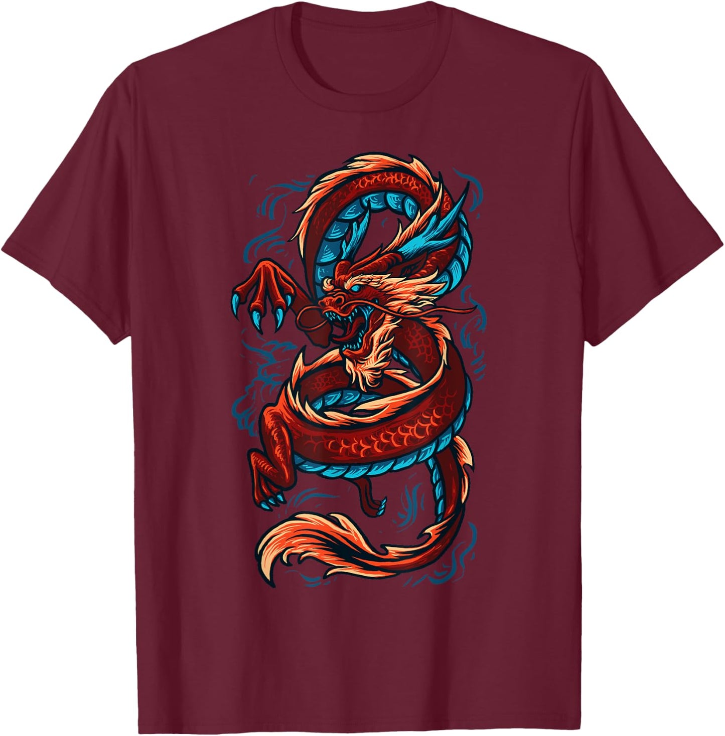 Best Dragon Gift East Asia Dragons Lover Clothes Chinese Dragon - -Adults - Black - Small - Short Sleeve - Modern - Dragon Theme Women's T-Shirt - T-Shirt | Maroon