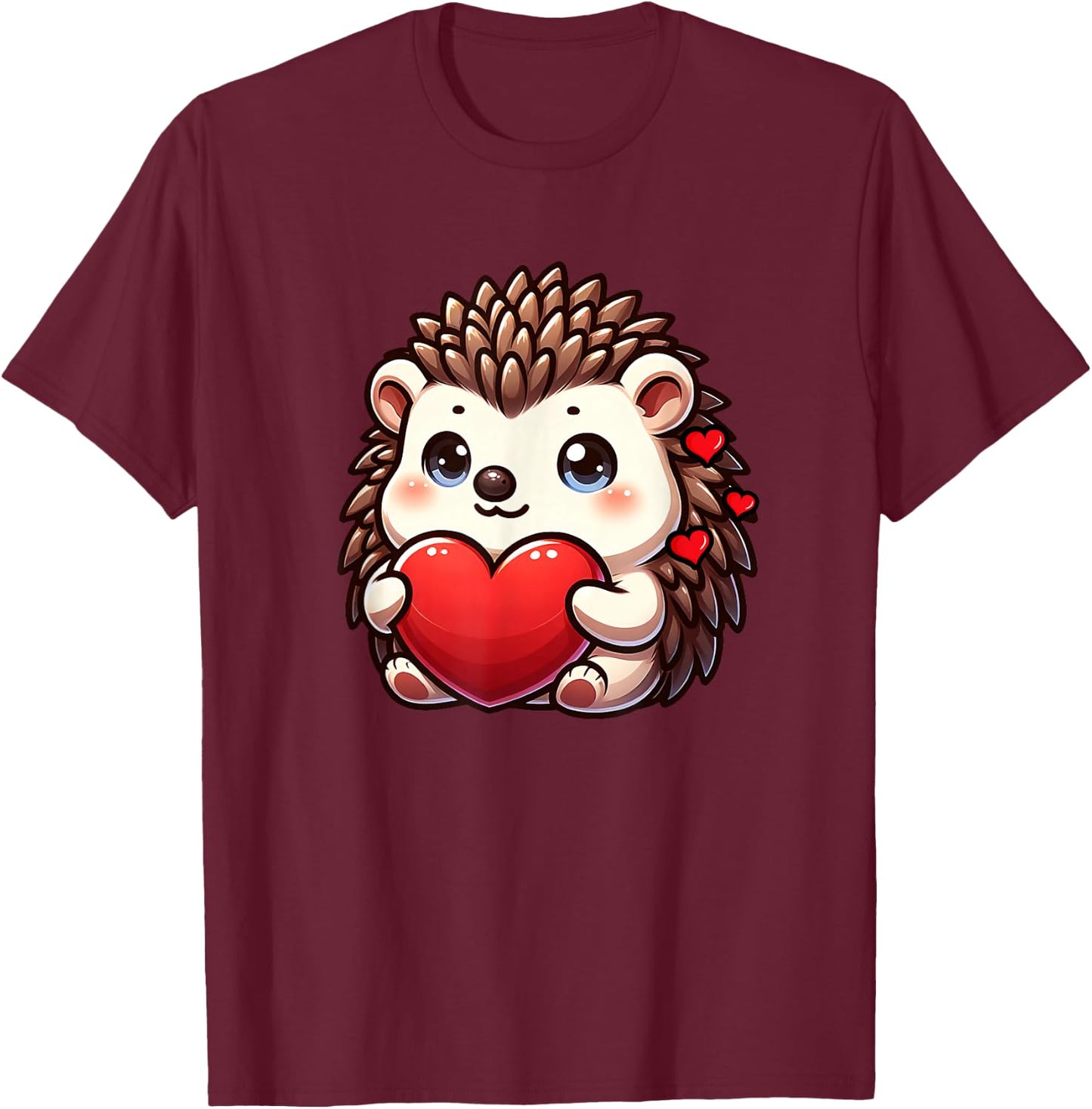 Valentines Hedgehog Heart Lover Funny Boys Girls Women T-Shirt - T-Shirt | Maroon